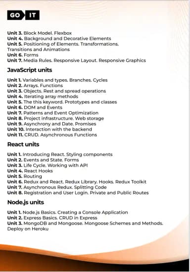 Fullstack Web Developer Certificate third page